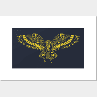 Detailed Golden Owl Posters and Art